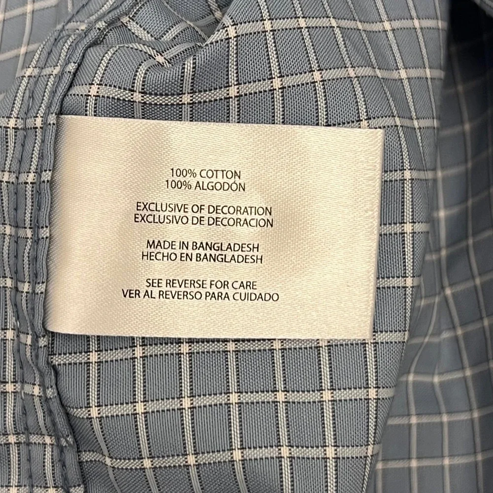 Banana Republic Button Down Shirt Mens XL Blue Grid Excellent Long Sleeve Cotton